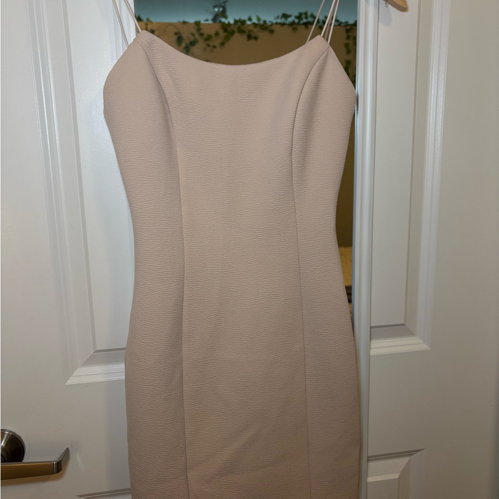 Fashion Nova Cream Sheath Cocktail Dress